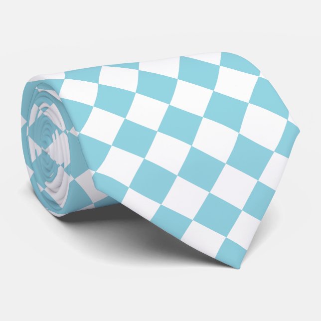Corbata Clásico del patrón de cheurón azul y blanco Robin  (Enrollado)