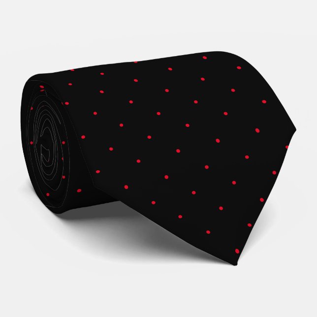 Corbata Clásico del Polka Negro y Rojo (Enrollado)