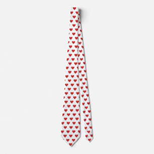 Corbata Clásico Encantador Chic Corazones Rojos sobre Blan