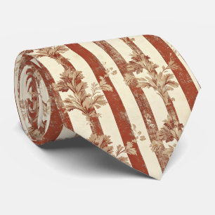 Corbata Clásico floral de toile rojo terracota crema