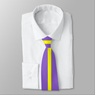 Corbata Clásico Minimalista Amarillo a Rayas sobre Violeta