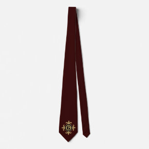Corbata Clásico Monograma oro negro rojo oscuro Fleur De L