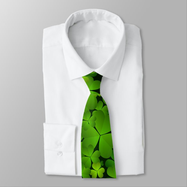 Corbata Clásico Monogramado Irlandés Shamrock Doble Lazo (Atado)