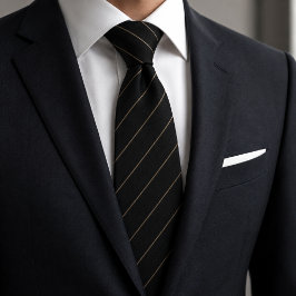 Corbata Clásico Negro y Dorado Fino a Rayas