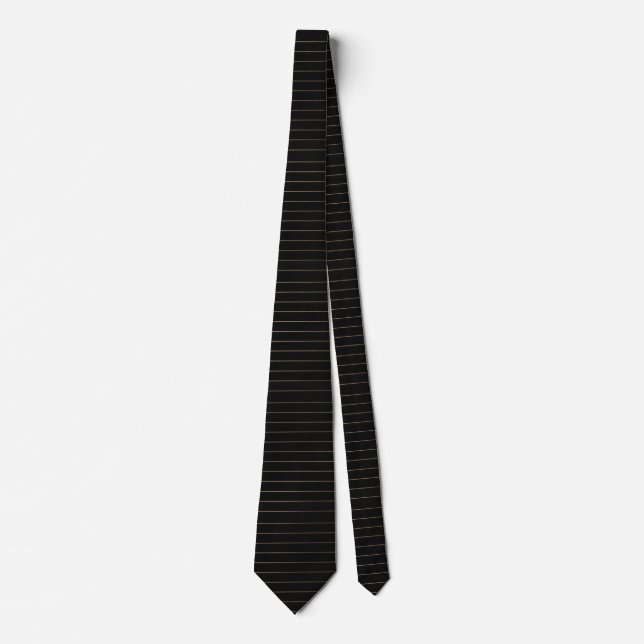 Corbata Clásico Negro y Dorado Fino a Rayas (Anverso)