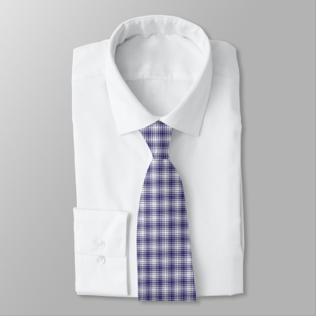 Corbata Clásico Patriótico Cuadro de Gingham Azul Marino (Atado)