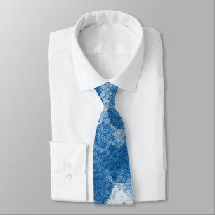 Corbata Clásico patrón abstracto de acuarela azul océano