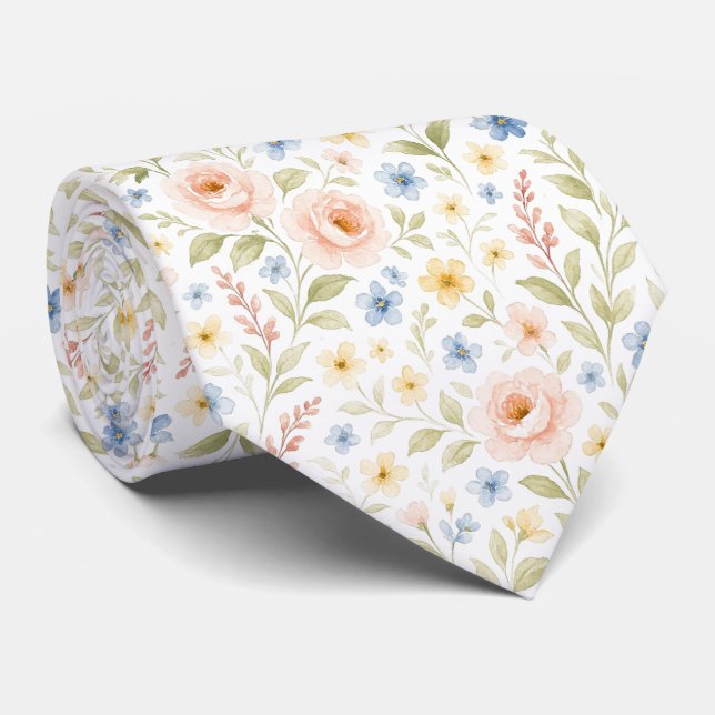 Corbata Clásico Patrón de Arte Floral Francés Chic Shabby (Enrollado)