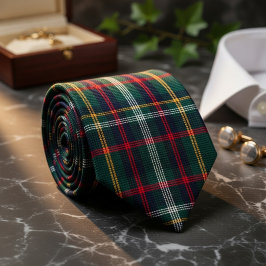 Corbata Clásico Patrón de Cuadros Escoceses Tartán Verde y