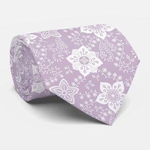 Corbata Clásico Patrón de Flores Blancas Arte Retro Chic