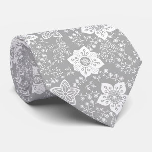 Corbata Clásico Patrón de Flores Blancas Chic Retro
