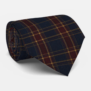 Corbata Clásico Tartán de Burgundy y Azul Marino