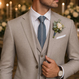 Corbata Clásico Texturizado Azul Polvoriento para Bodas y