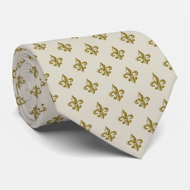 Corbata Clásico tradicional Fleur de oro de Lis Tie (Enrollado)