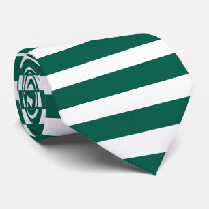 Corbata Clásico Verde Y Blanco Horizontal Rayado 