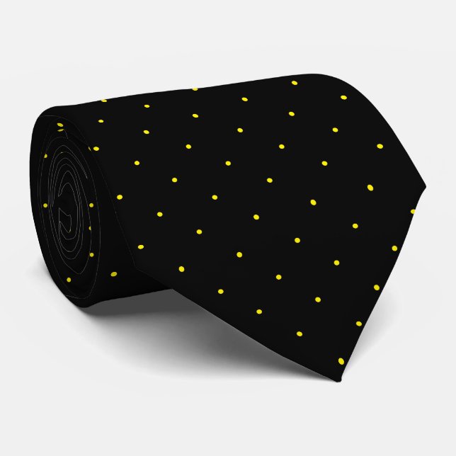 Corbata Classic Black and Bright Yellow Dot Tie for Him (Enrollado)