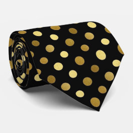 Corbata Classic Black & Gold Polka Dot