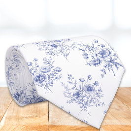 Corbata Classic Blue Flowers Pattern French blue toile