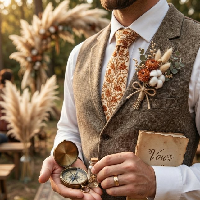 Corbata Classic Brown Damask Leaf (Subido por el creador)