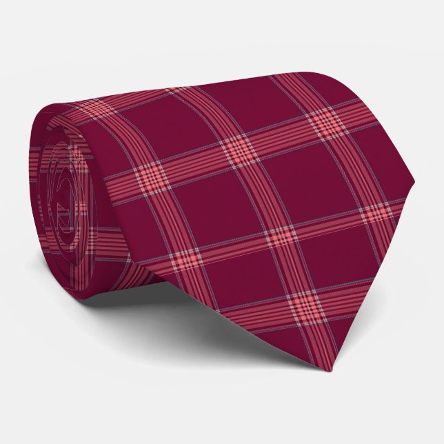 Corbata Classic Burgundy Tartan Plaid Gift (Enrollado)