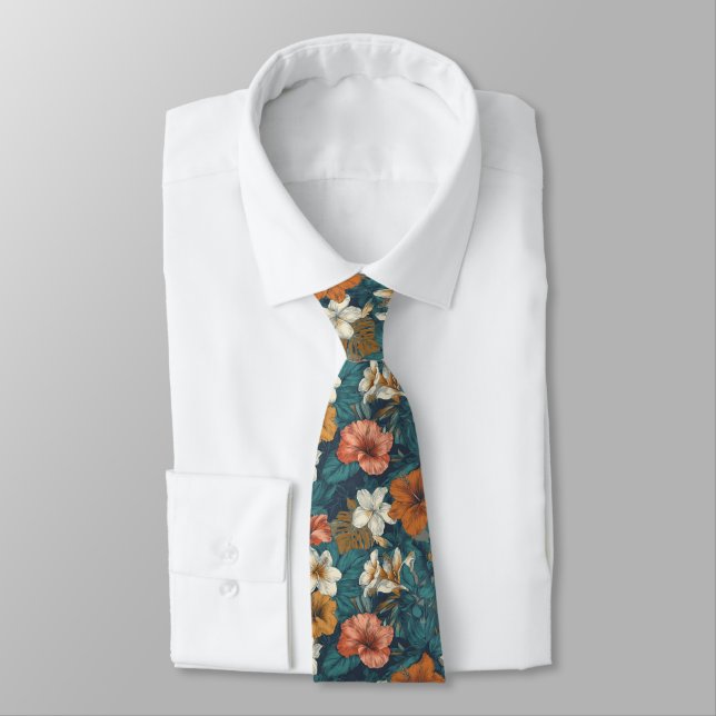 Corbata Classic Mens Fashion Tropical Flower (Atado)