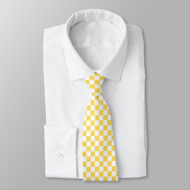 Corbata Classic visual yellow checkerboard  (Atado)