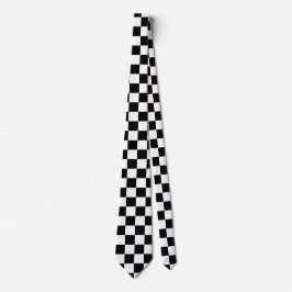 Corbata Classic White with Black Square Pattern Neck Tie