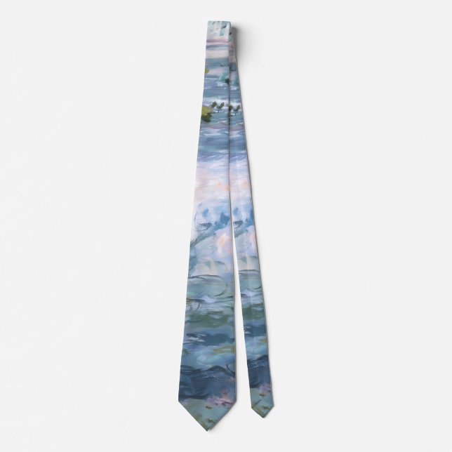 Corbata Claude Monet Impressionist Water Lillies Painting (Anverso)
