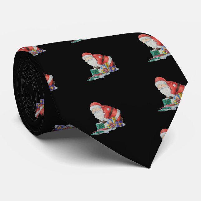 Corbata Cláusula Cute santa con presiones para navidades (Enrollado)