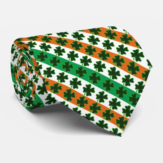 Corbata Clover Irish Stripes St. Patrick's Day (Enrollado)