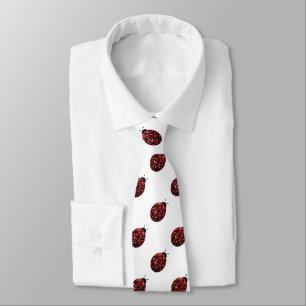 Corbata Coccinela roja brillante con destellos Patrón de m