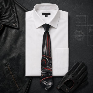 Corbata Coche Deportivo Clásico Vintage Carbón Hombres