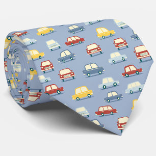 Corbata Coches divertidos retro vintage azules