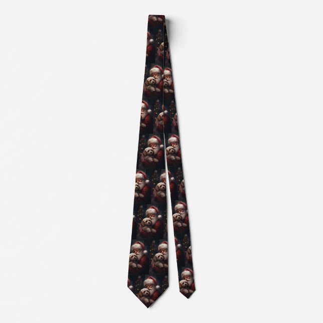 Corbata Cockapoo con Navidades festivos de Santa Claus (Anverso)