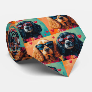 Corbata Cocker Spaniel con rosas del corazón Día de San Va