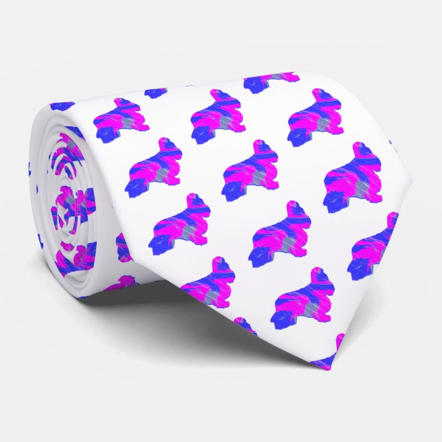 Corbata Cocker Spaniel Dog Pink Blue Silouette Cuello Blan (Enrollado)