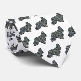 Corbata Cocker Spaniel Dog Yellow & Black Grid White