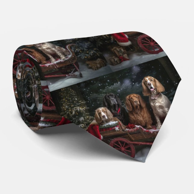 Corbata Cocker Spaniel Nevado Trineo Decoración de Navidad (Enrollado)
