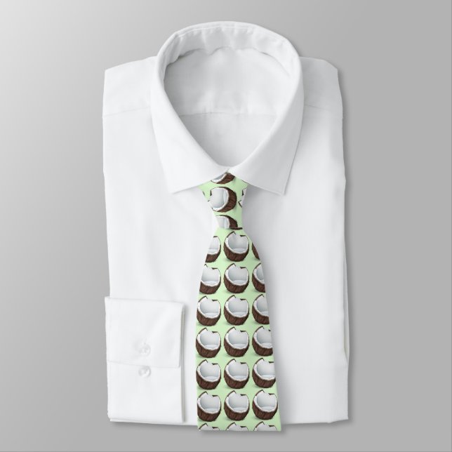 Corbata coco tropical. Fondo verde claro (Atado)