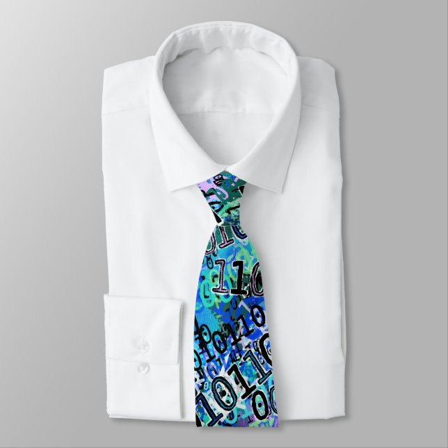 Corbata Código binario azul Nerdy (Atado)
