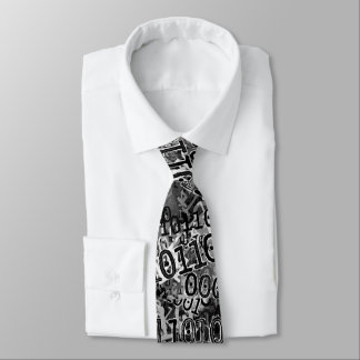 Corbata Código binario blanco negro
