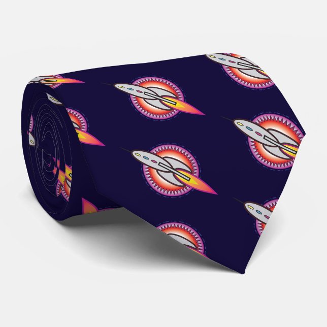 Corbata Cohete espacial Retro Sci-Fi (Enrollado)