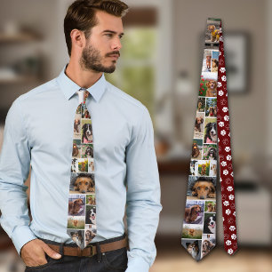 Corbata Colage de Fotos de Perro con Huella de Pata de Col