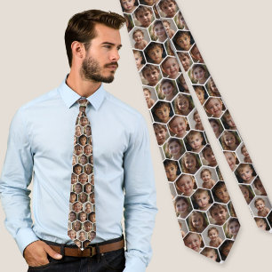 Corbata Colage de fotos familiares en hexágono