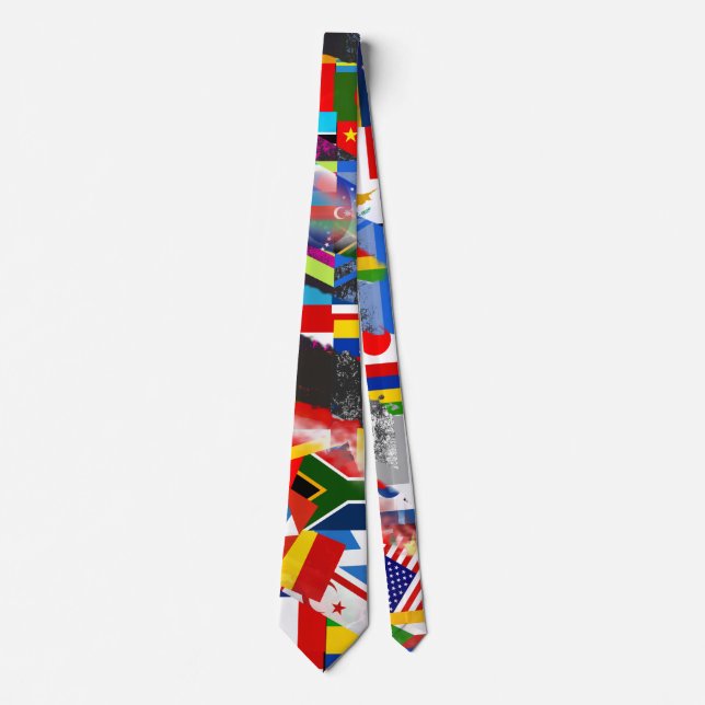 Corbata Colaje abstracto de bandera global mundial  (Anverso)