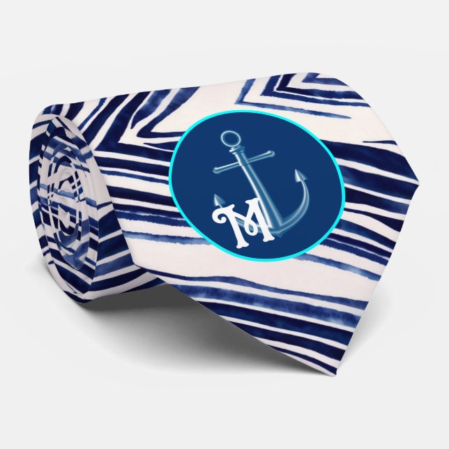 Corbata Colección de franjas populares de barcos azules de (Enrollado)