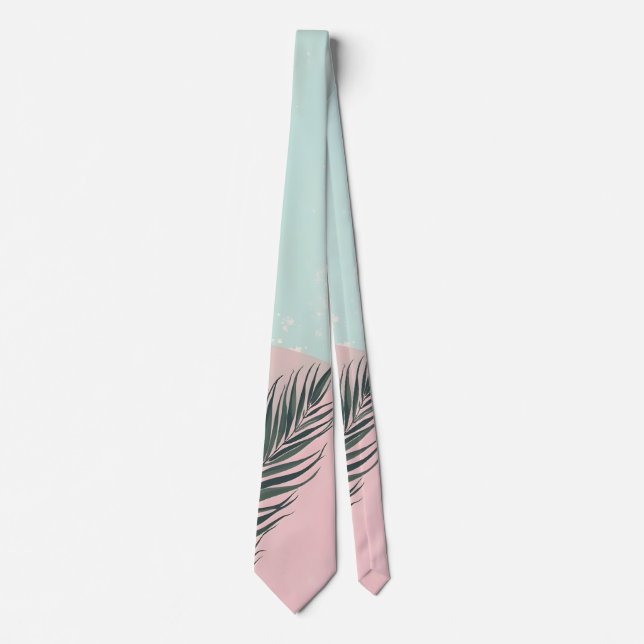 Corbata Colección moderna abstracta de rosa rubor menta (Anverso)