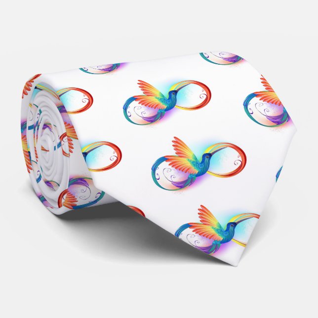 Corbata Colibrí arcoiris con símbolo Infinity (Enrollado)