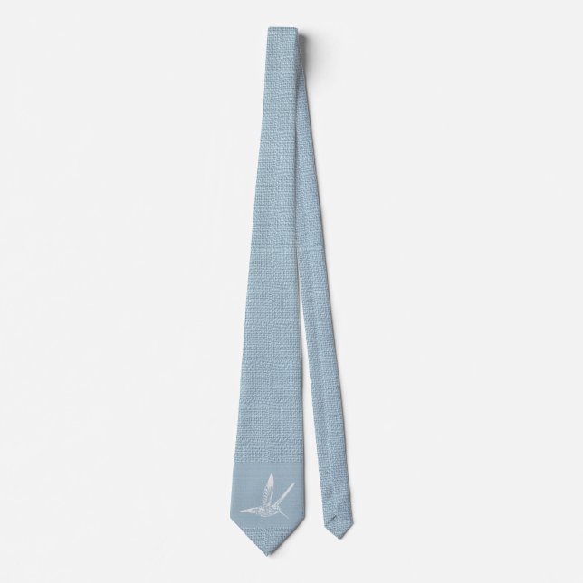 Corbata Colibrí elegante azul y blanco (Anverso)