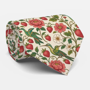 Corbata Colibríes Art Nouveau Seda Falsa